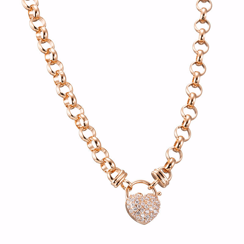 18ct Heavy Rose Gold Plated Belcher Chain Necklace Featuring a Simulated Diamond Locket - USA Made-3